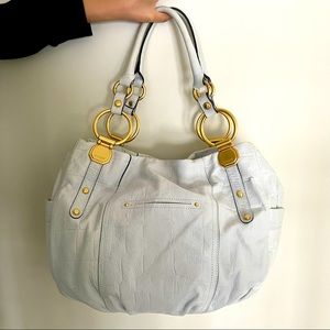 NWT y2k early 2000s style B Makowsky white/icy blue colored Corinth style bag